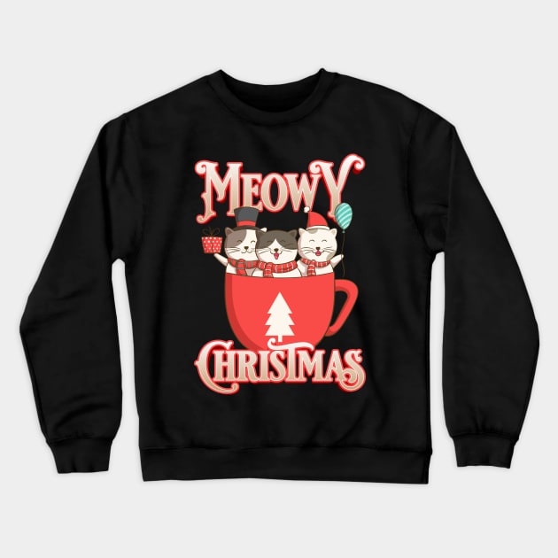 Meowy Christmas Crewneck Sweatshirt by Addicted 2 Tee